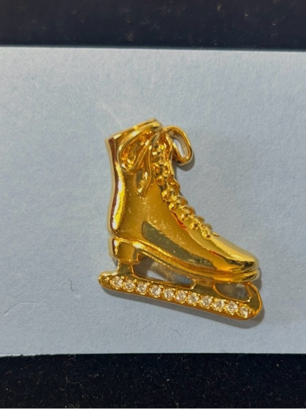 Avon 1996 Gold Figure Ice Skate Lapel Pin Winter Sports